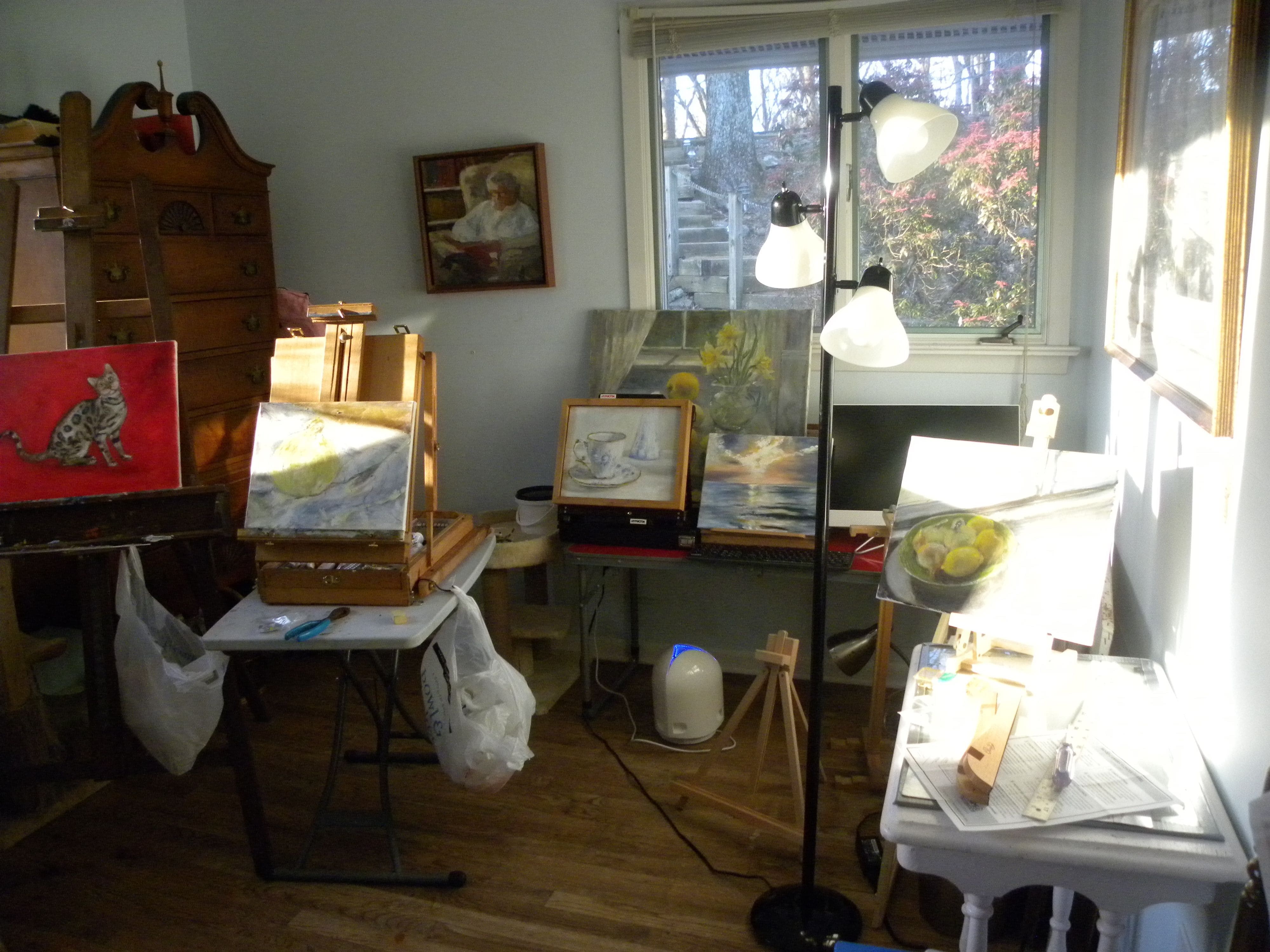 Theeginning of my studio.With the onset of COVID I found myself restless and signed up for a painting class.